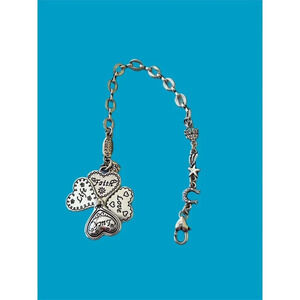 Vintage Brighton Good Luck Heart Charm Bracelet 7" Good Luck Shamrock